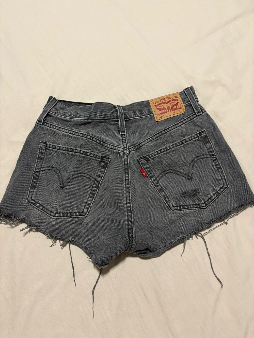 Levi's Grey Black Washed Denim Cutoff Shorts
